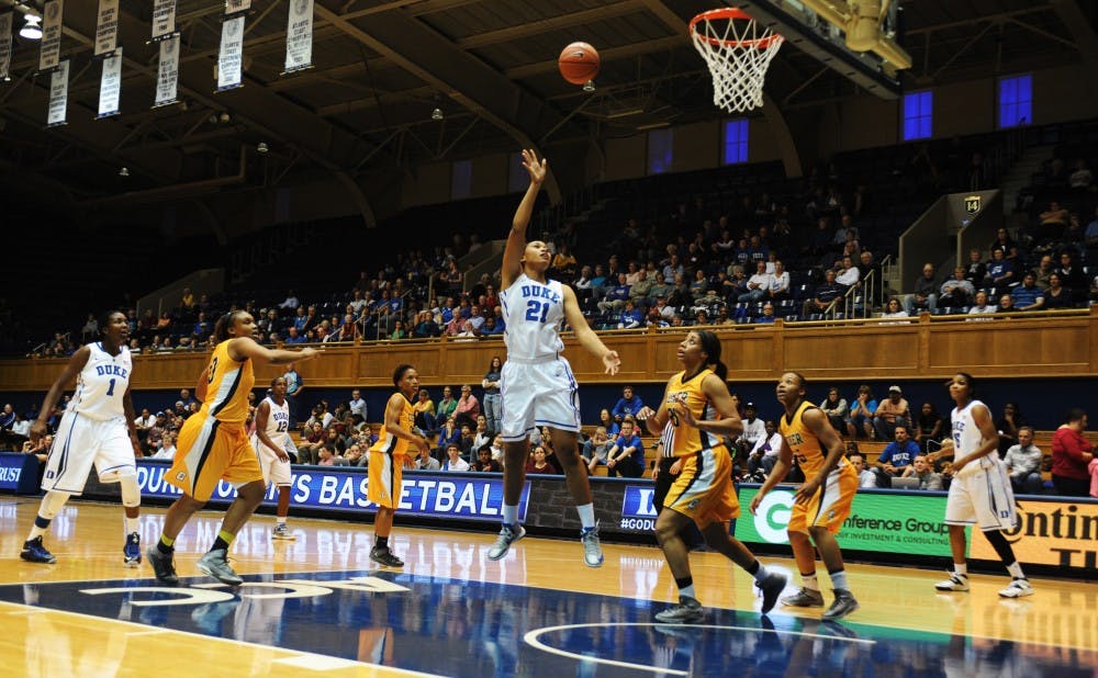 Duke scored 74 of its 102 points in the paint as the Blue Devils rolled to a 52-point win against Coker College.