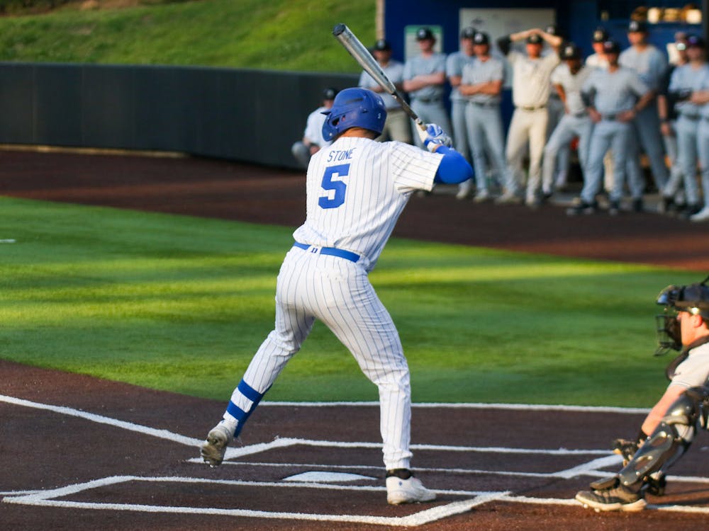 Junior catcher Alex Stone had seven hits in Duke baseball's 2-1 series win against Virginia this past weekend.