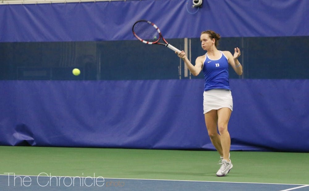 <p>Senior Chalena Scholl's only ACC singles loss in the regular season came against the Tar Heels.</p>