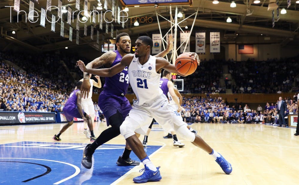Graduate student Amile Jefferson had 15 points on 6-of-7 shooting and seven rebounds in 28 minutes.&nbsp;