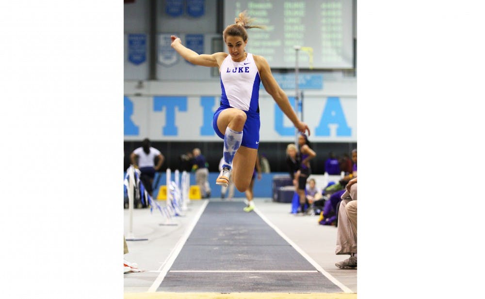 Teddi Maslowski set a Duke record when she jumped 6.33 meters at the Virginia Tech Challenge.