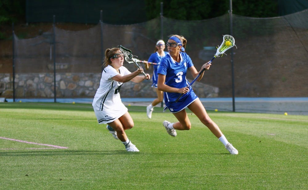 <p>Sophomore attack Grace Fallon had a career-high four goals Sunday and recorded her first career hat trick in the first half.&nbsp;</p>