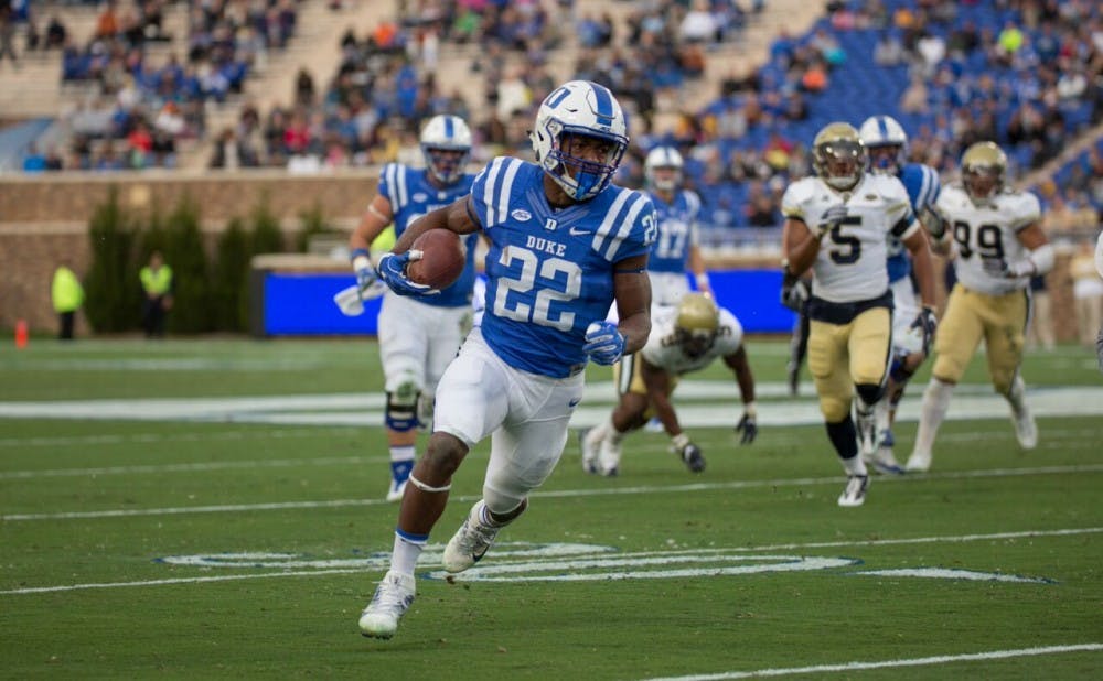 <p>Brittain Brown crossed the century mark with 116 rushing yards on 14 carries.</p>