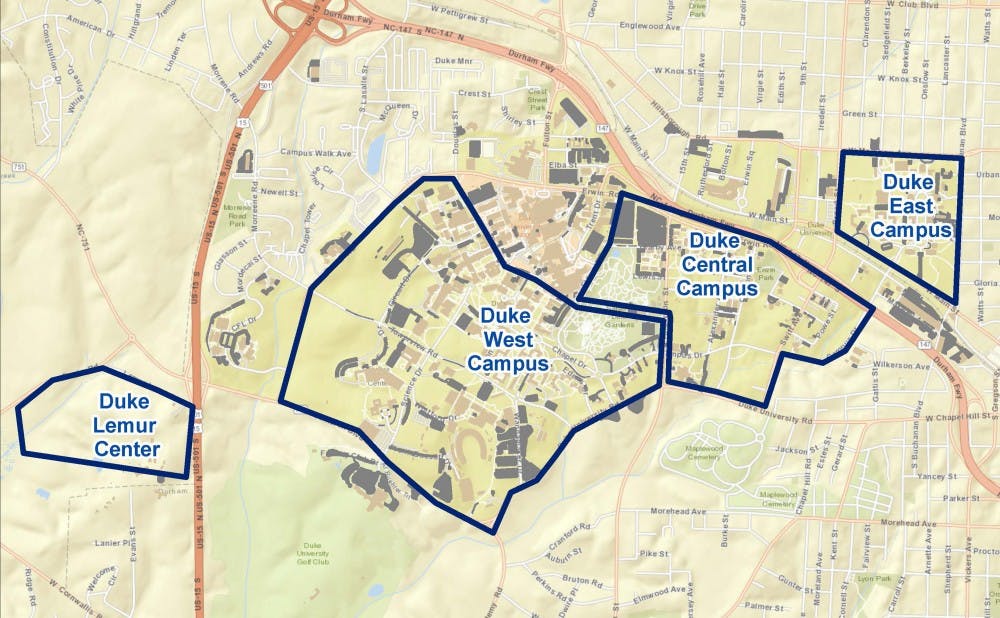<p>The above map shows where on campus students can use the new Uber pilot program, which was launched this week.</p>