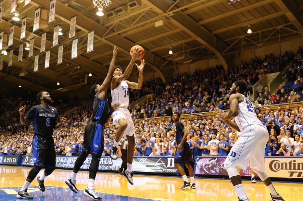 <p>Freshman Brandon Ingram scored 15 points in the first half for Duke Saturday in his second straight outburst, adding a couple emphatic blocks and deflections as well.</p>