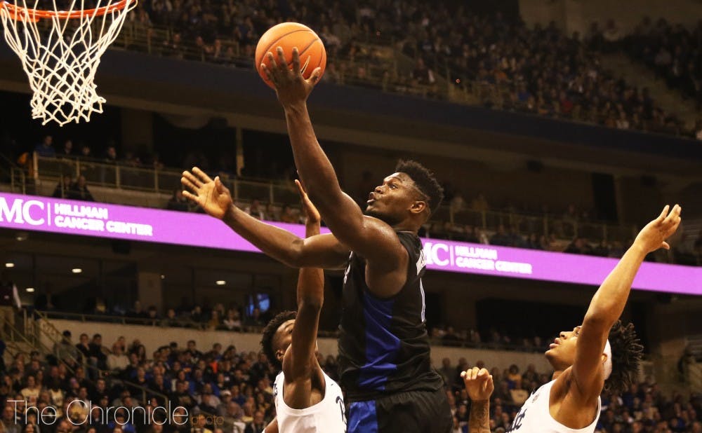<p>Zion Williamson bullied the Panthers' interior defense Tuesday.</p>