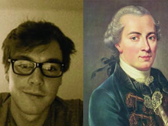 Philosophy graduate student Paul Henne (left) and research associate Vlad Chituc have questioned a main principle of famous philosopher Immanuel Kant (right).