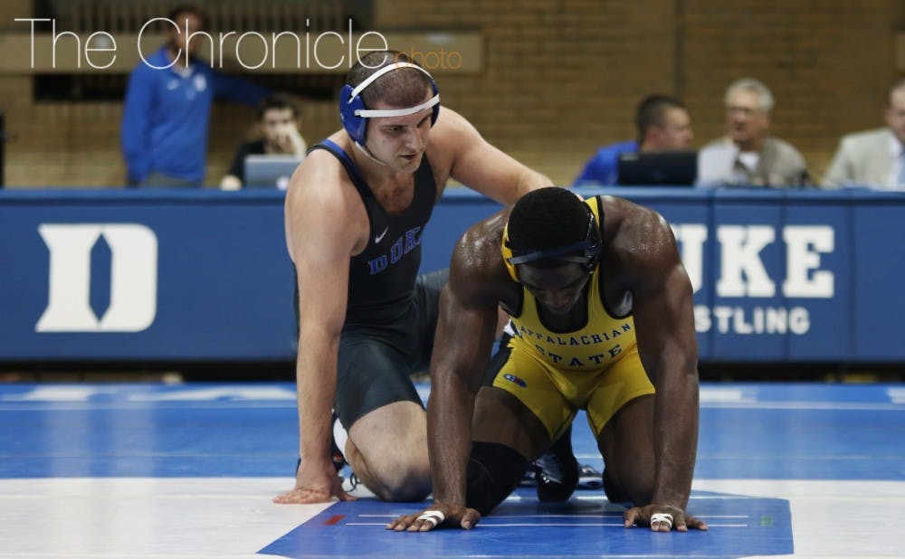 <p>The Blue Devils won five individual matchups Sunday afternoon, but came up just short because of a tiebreaker based on wrestlers' individual scores.&nbsp;</p>