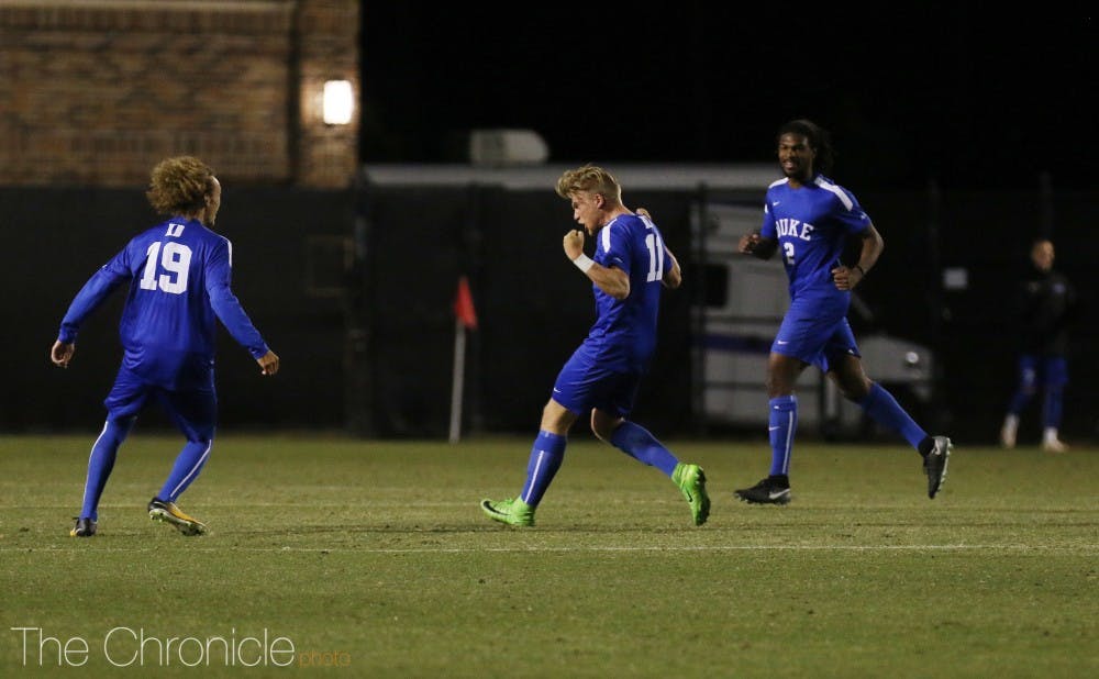 <p>Max Moser scored Duke's second goal, in the 15th minute Friday.</p>