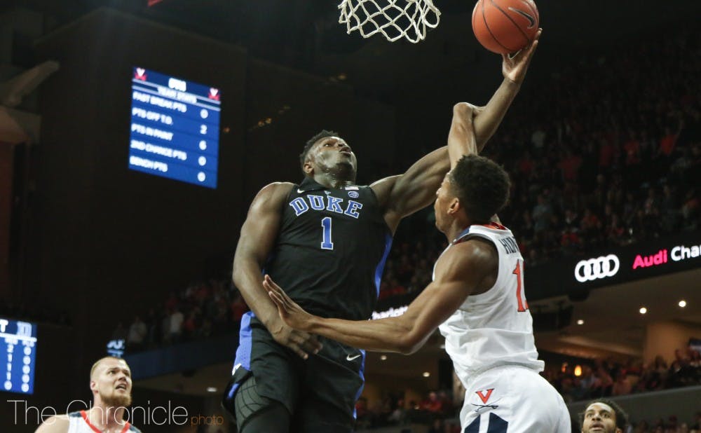 Zion Williamson battled in the paint in the first half.&nbsp;
