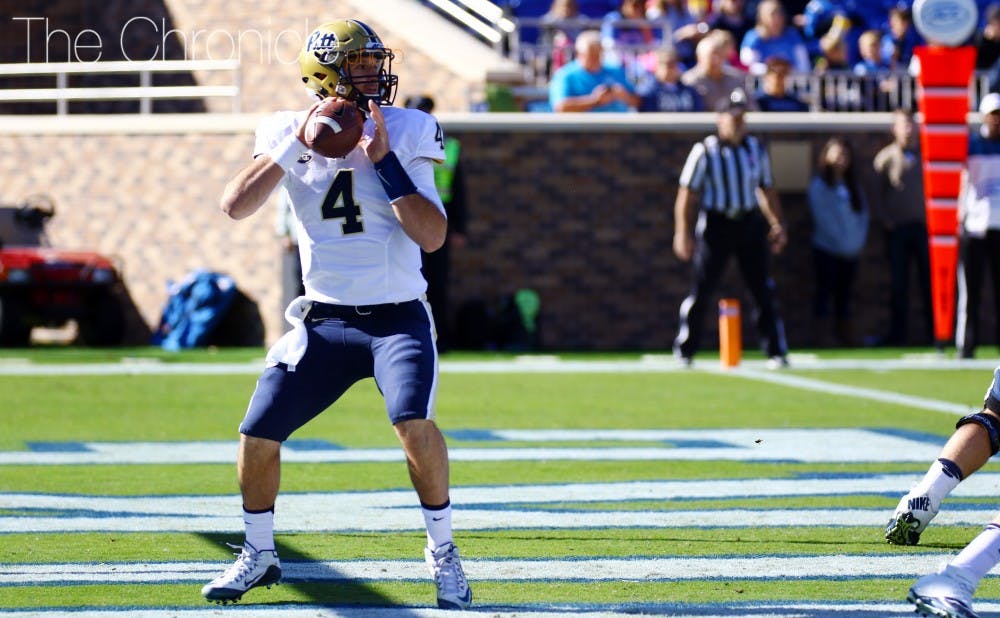 <p>Pittsburgh quarterback Nathan Peterman has been one of the most efficient passers in the ACC this season.&nbsp;</p>