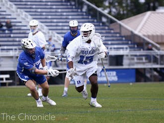 Nakeie Montgomery was one of three Blue Devils to net a hat trick Sunday against Vermont.
