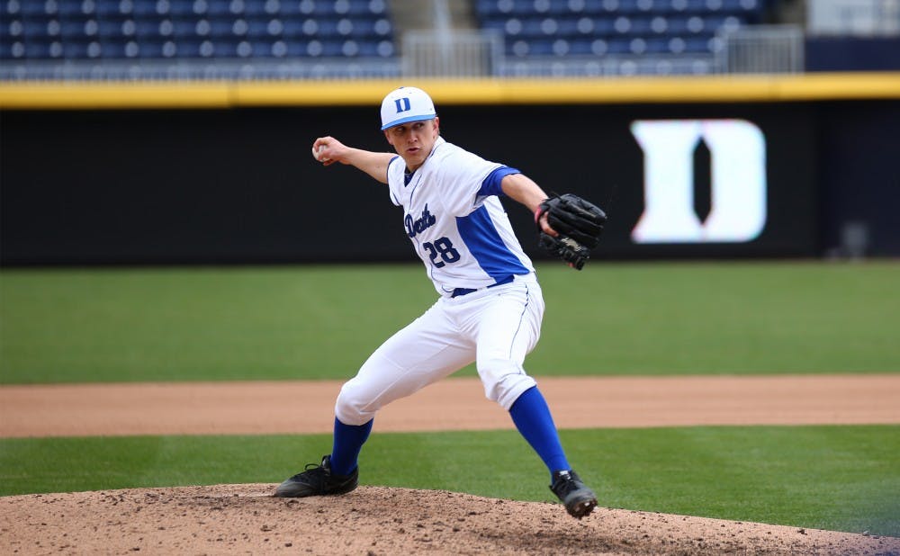 <p>Cornell transfer Brian McAfee fired seven innings of two-run ball to help the Blue Devils snap a six-game losing streak Sunday against Wake Forest.</p>