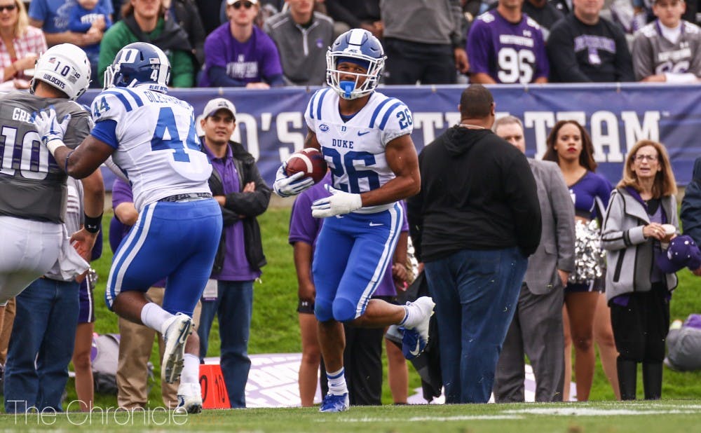 <p>Michael Carter II nearly had a pick-six, but was ruled out of bounds at the 39-yard line.</p>