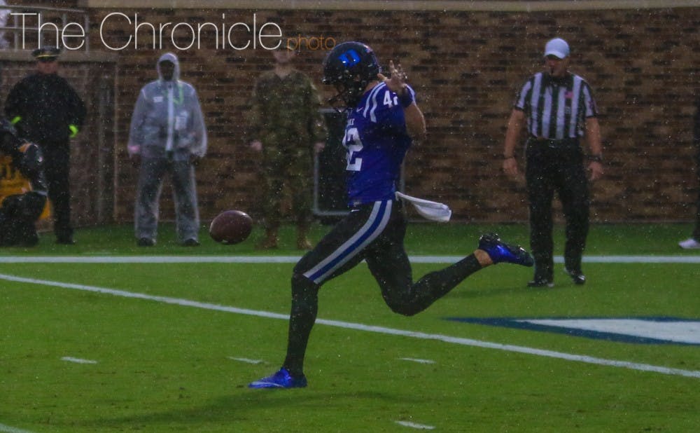 <p>Redshirt freshman punter&nbsp;Austin Parker and Duke's special teams unit had a few miscues in the wet weather Saturday afternoon.</p>