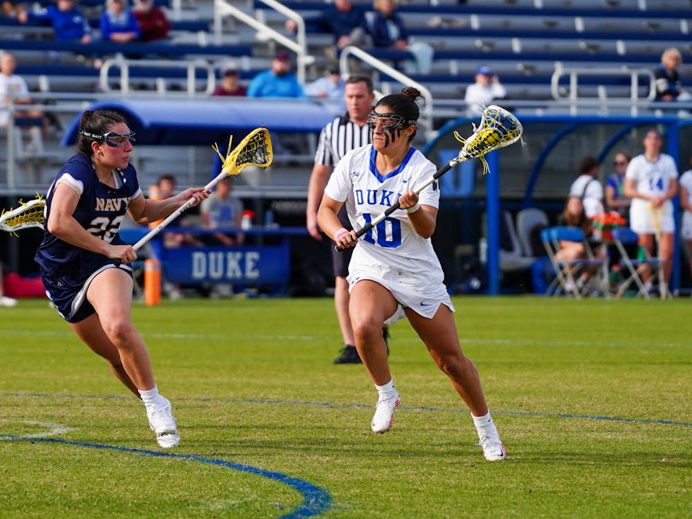 Duke attacker Anna Callahan (team-high five points) in the Blue Devils' season-opening win against Navy.