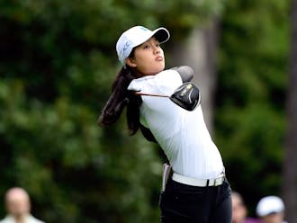 Jaravee Boonchant of Thailand hits her tee shot on hole No. 2 during the final round of the Augusta National Women's Amateur, Saturday, April 6, 2019.