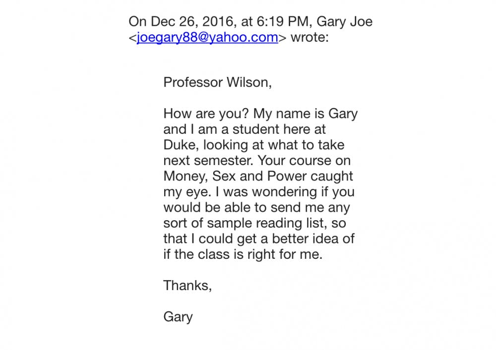 <p>A fake student going by the name of "Gary Joe" has been emailing several professors asking for sample syllabi and reading lists.&nbsp;</p>