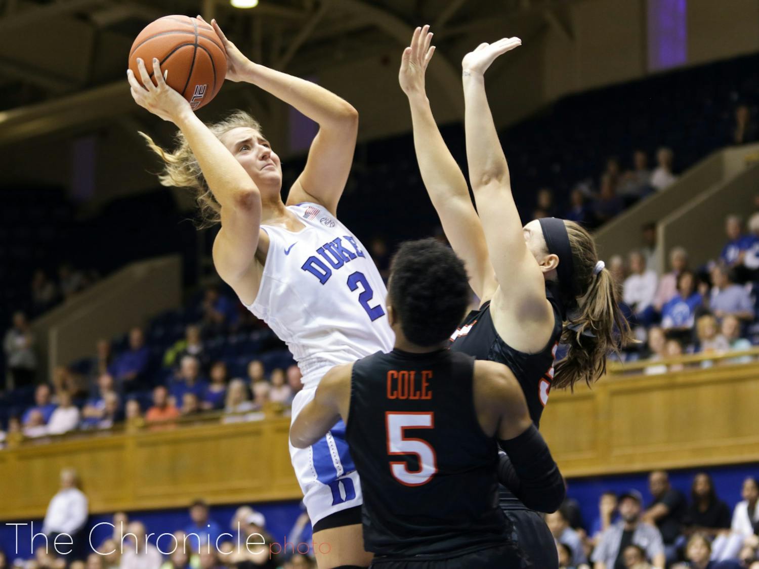 Duke Women's Basketball played the Virginia Tech Hokies at Cameron Indoor Stadium. The Blue Devils took the win, with a final score of 72-67.&nbsp;