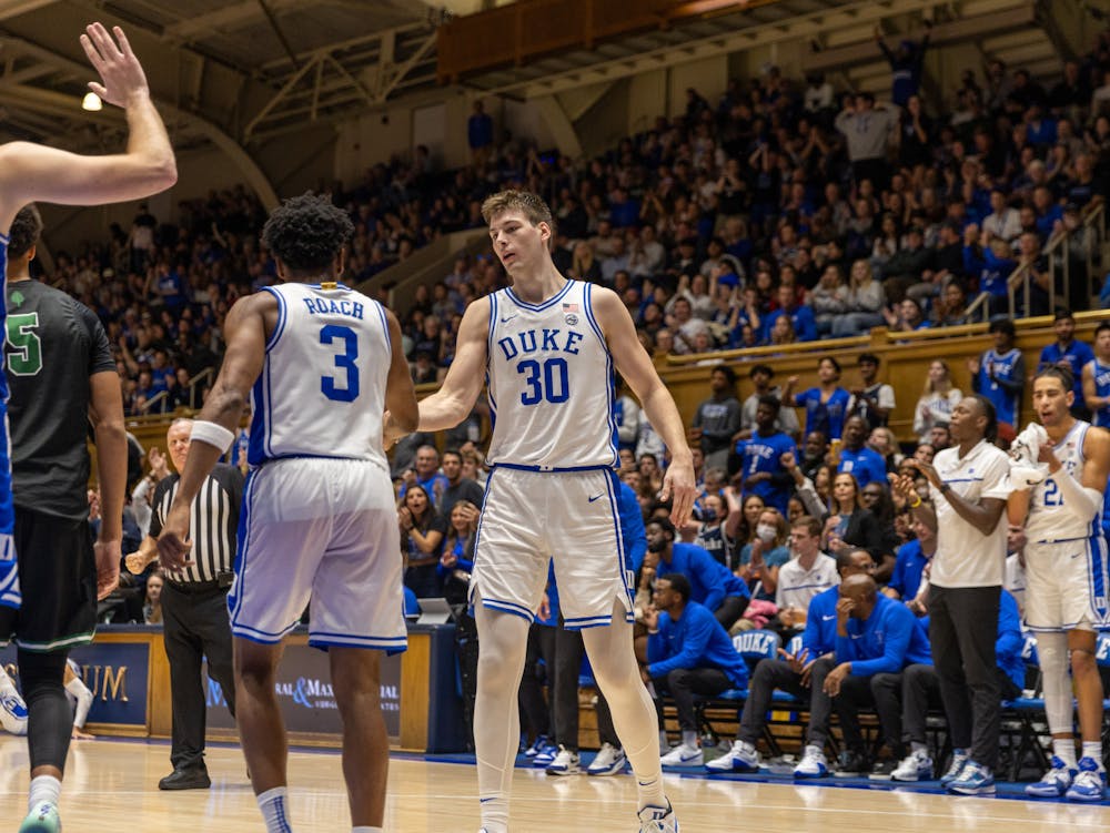 <p>Returners Kyle Filipowski and Jeremy Roach will be essential for Duke men's basketball against Arizona.&nbsp;</p>