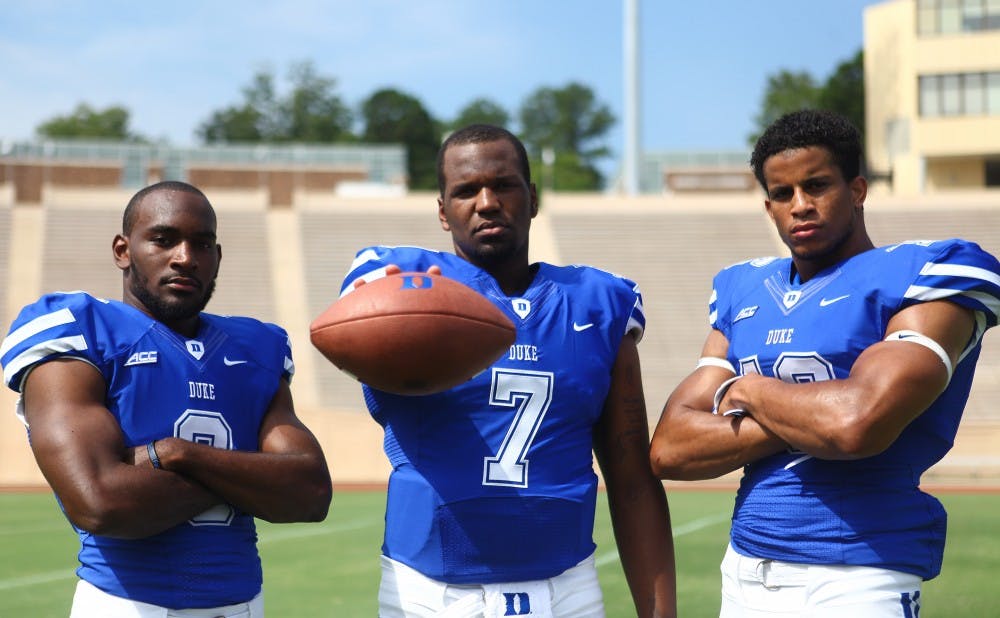 Jamison Crowder, Anthony Boone and Jeremy Cash are three of Duke football's 2014 captains, along with Kelby Brown and Laken Tomlinson.