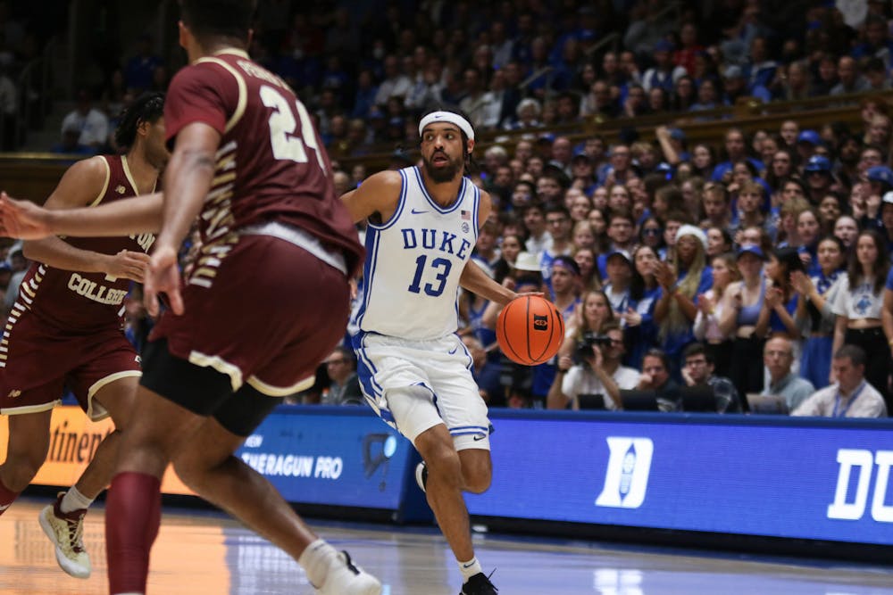 Jacob Grandison hit two 3-pointers in Duke's win Saturday against Boston College.