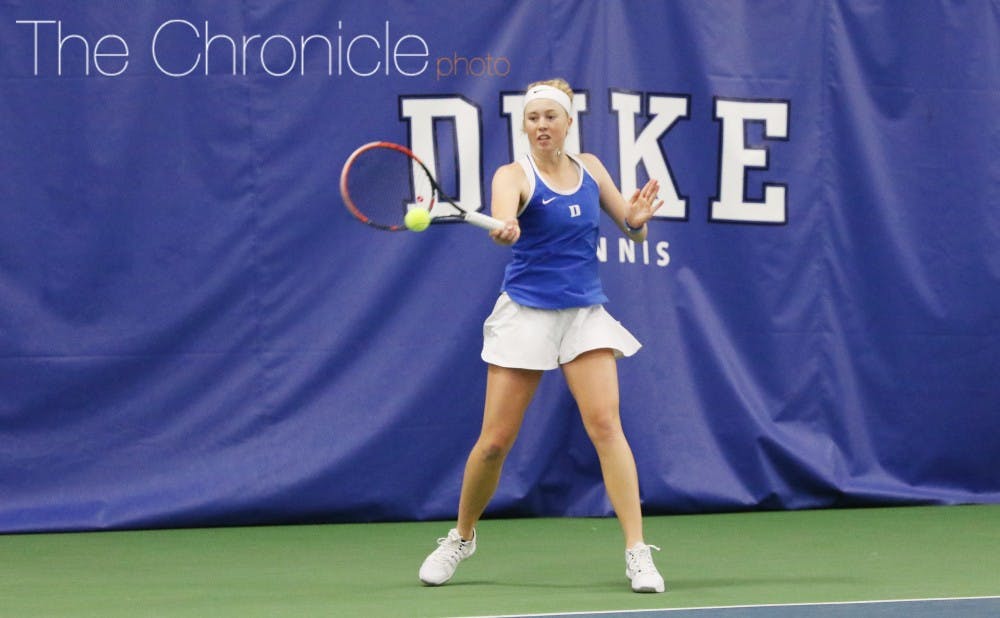 <p>Kaitlyn McCarthy has not lost in singles in nearly three months, but she was one of just two Duke players to win Saturday.</p>