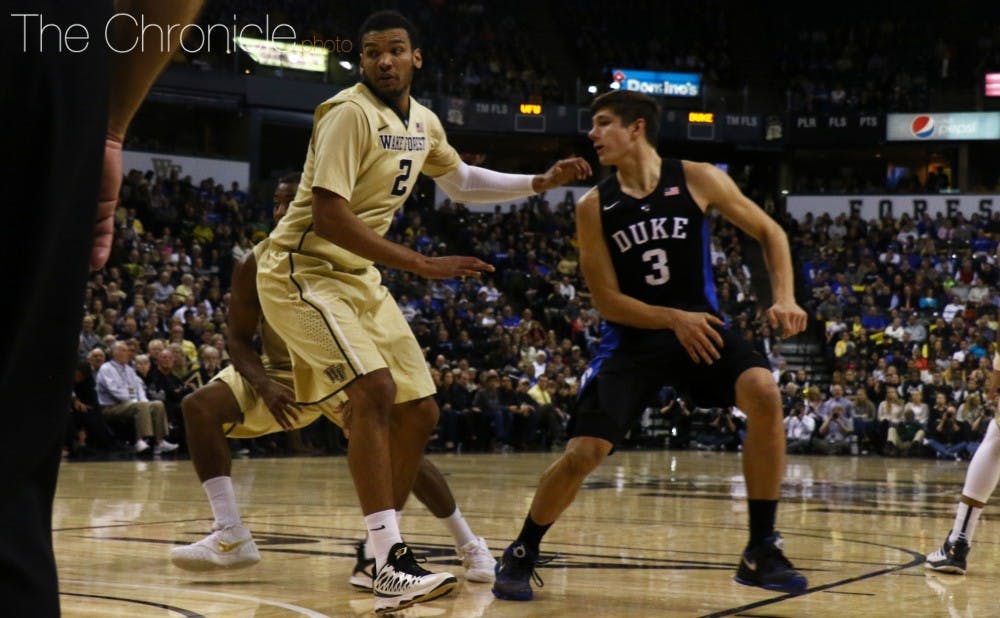 Wake Forest senior Devin Thomas is one of three ACC players averaging a double-double, and recorded 21 points and 12 rebounds in the team’s first meeting.