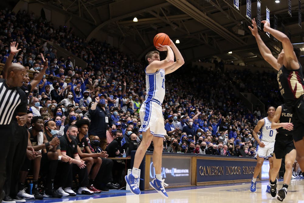 Senior Joey Baker's season-high four 3-pointers assisted the Blue Devils to a win against Florida State, which ultimately helped them rise in the polls. 