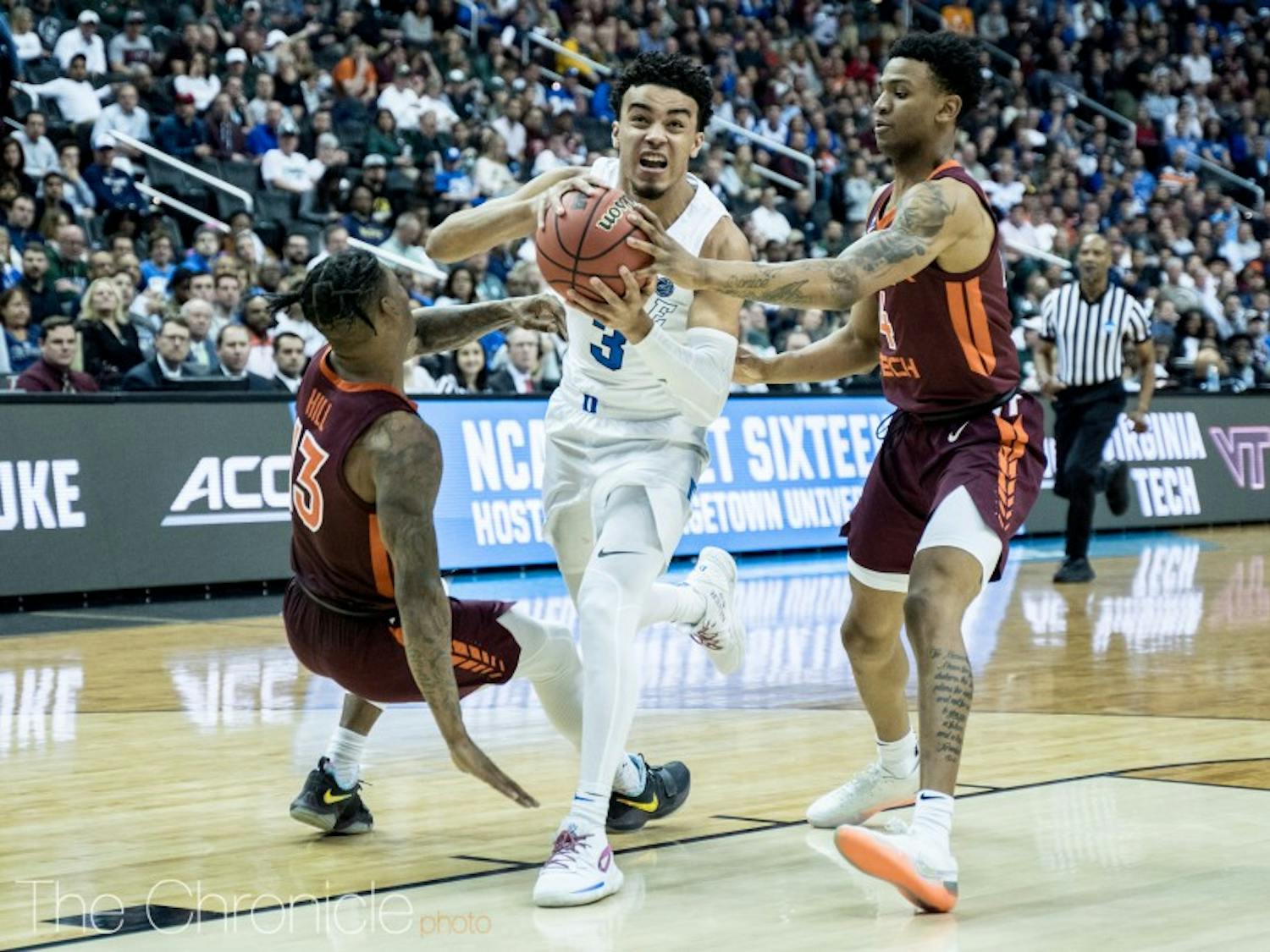 Tre Jones, like his brother before him, is playing his best basketball in March, setting a career high in points and 3-pointers Friday night against Virginia Tech.