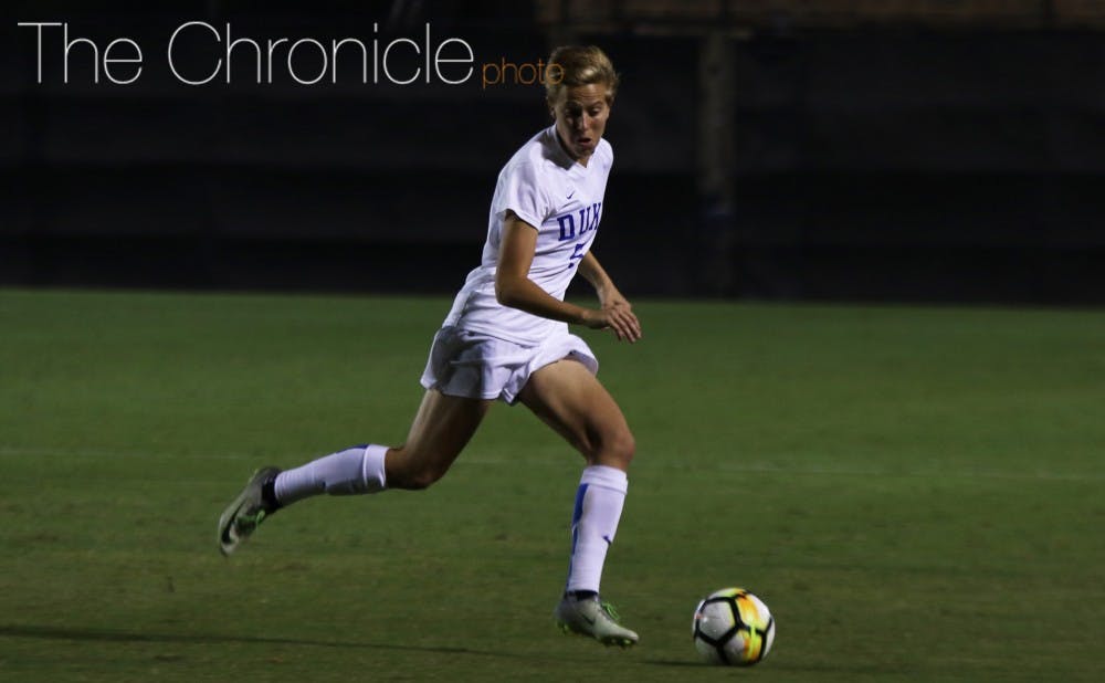 <p>Less than a minute after Kayla McCoy's equalizer, senior Rebecca Quinn buried the game-winner from 25 yards out for her first goal of the season.</p>