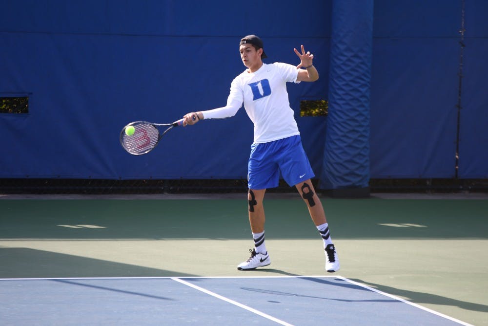 <p>Freshman Jason Lapidus and the Blue Devils righted the ship Saturday, sweeping North Carolina A&T and Charlotte by 7-0 margins in their first outdoor matches of the spring&nbsp;season.</p>