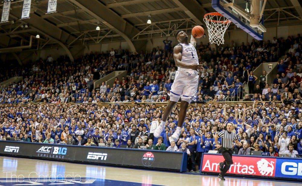 <p>Zion Williamson continued to ignite the Crazies with numerous monstrous dunks Tuesday.&nbsp;</p>