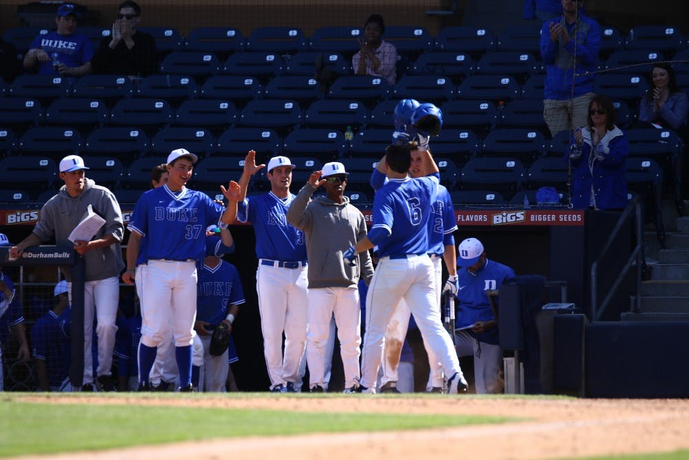 The Blue Devil dugout had plenty to celebrate Saturday afternoon after roughing up the Hurricanes.