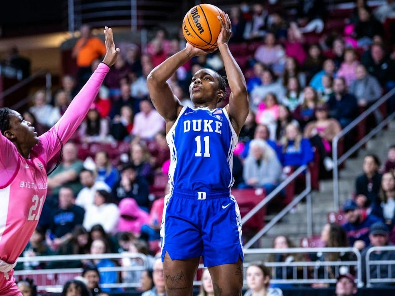 Jordyn Oliver (11) tied a season-high with 10 points in Duke's win at Boston College.