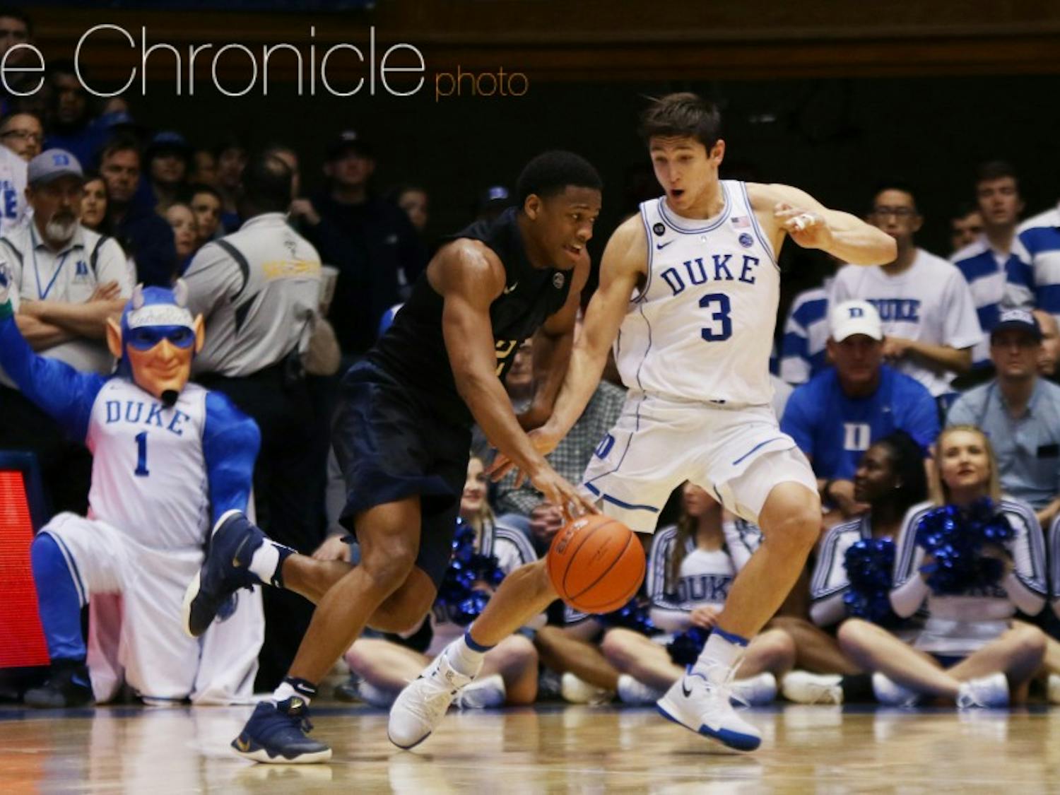Grayson Allen drilled four 3-pointers in the last eight minutes of the game to help the Blue Devils pull away.