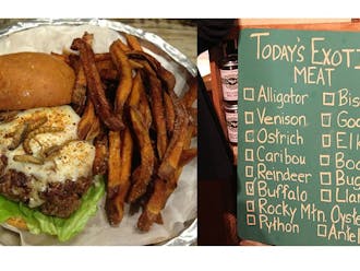 Local restaurant Bull City Burger and Brewery has offered a variety of more than 15 exotic meat burgers throughout the month of March, including bugs (left), python, ostrich and alligator.