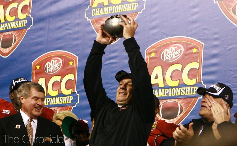 <p>Jimbo Fisher coached Florida State to a win in the 2013 ACC championship game last time he faced the Blue Devils.</p>