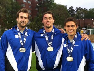 Robert Rohner, Ian Rock and Curtis Beach swept the podium in the men's decathlon at the ACC Championships, three of Duke's eight medalists during the three-day meet.