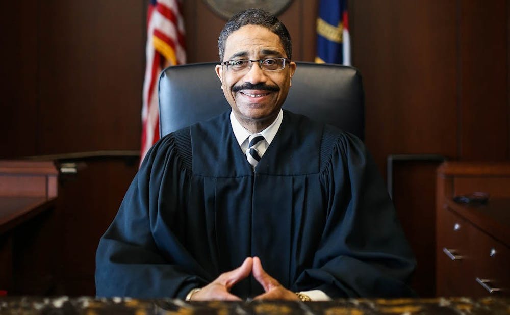 <p>Mike Morgan, Trinity ’76 and now a justice on the&nbsp;State Supreme Court, noted the impact of Duke's black community on his experience at the University.&nbsp;</p>