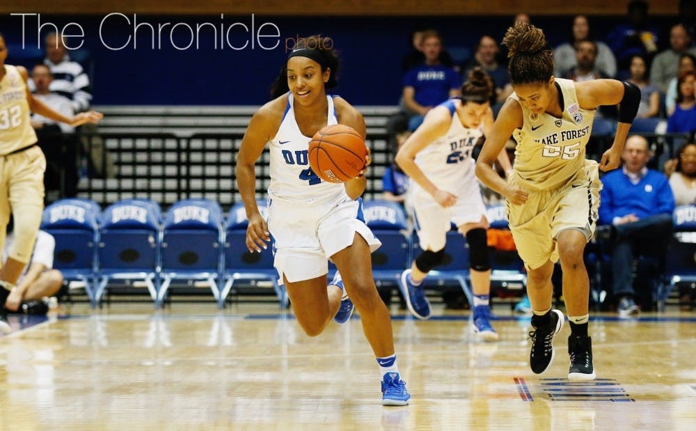 <p>Lexie Brown earned first-team All-ACC honors this week after a stellar regular season, but was a little jealous the Duke men's team got to wear the new Kyrie 3.</p>