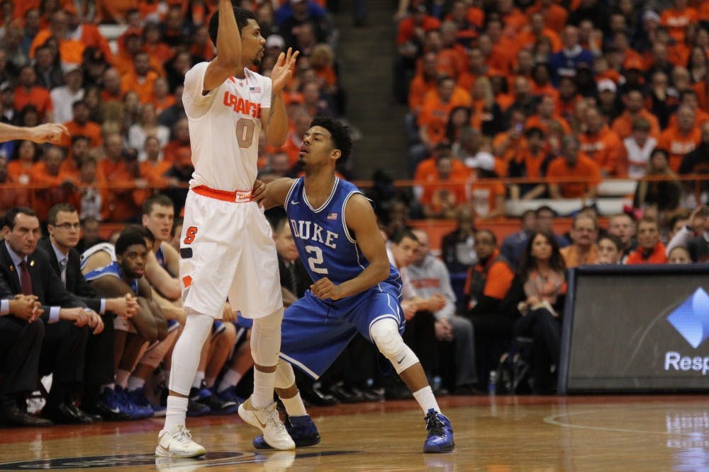 Quinn Cook's second-half defense on Michael Gbinije was one of the keys to No. 4 Duke's primetime win at Syracuse Saturday night.
