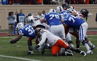 In Duke’s 14-10 loss to Virginia Tech last year, the Blue Devils gained 125 rushing yards. The Hokies are giving up 196.7 rushing yards per game this year.