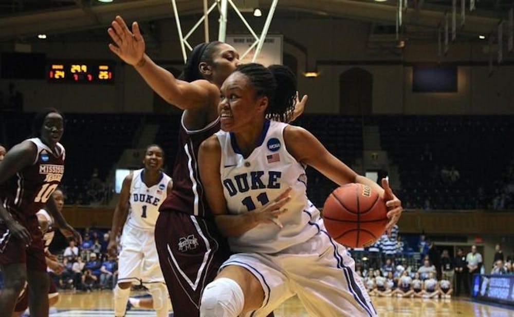 <p>Azurá Stevens led Duke in scoring and rebounding but will transfer to Connecticut after two seasons in Durham.</p>