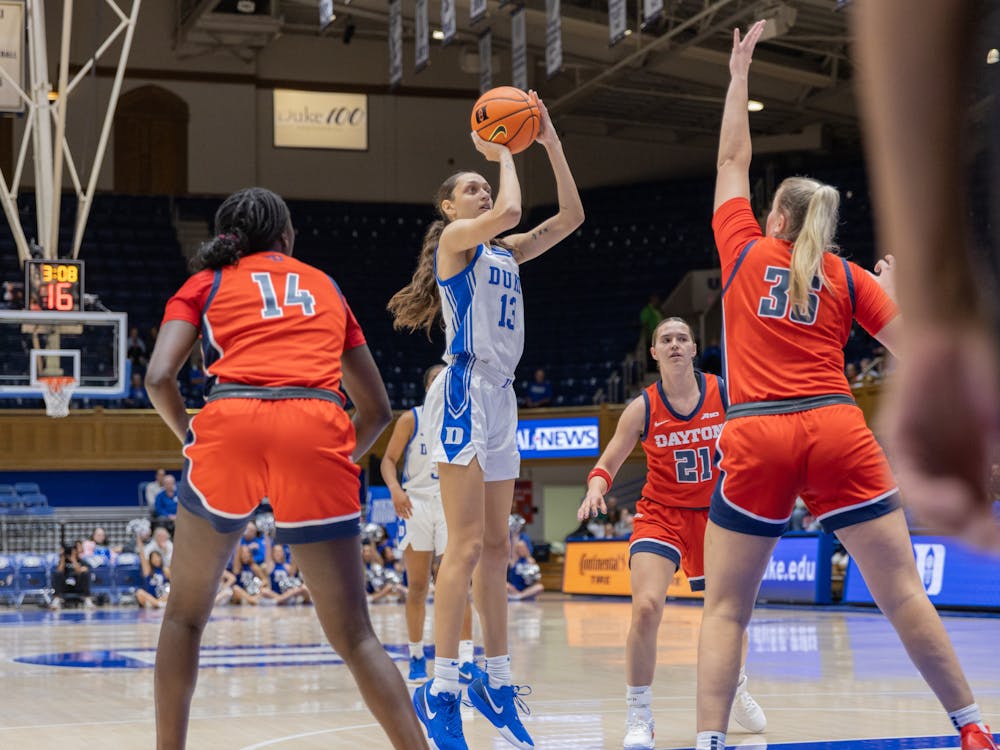 Jordan Wood rises up over a Flyer defender. 