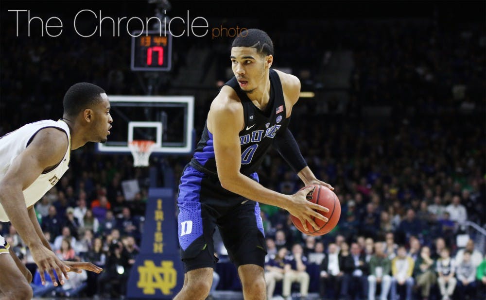 <p>If Duke sticks with its small starting lineup Thursday, Jayson Tatum will have to contain a stronger Tar Heel player on the boards.</p>