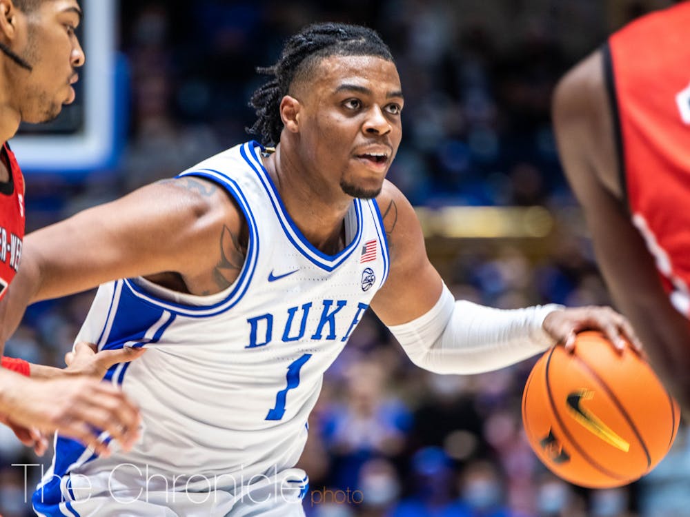<p>Freshman guard Trevor Keels used his big frame to attack in the paint en route to 15 points at the half against Elon.&nbsp;</p>