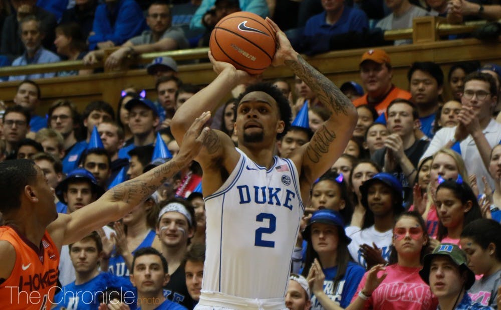 <p>Gary Trent Jr. has been on a shooting spree, draining nearly 50 percent of his three-point attempts during conference play.</p>