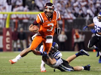 Columnist Zac Elder writes that he could barely contain his excitement in the press box during Duke’s 13-10 upset victory against Virginia Tech last weekend.