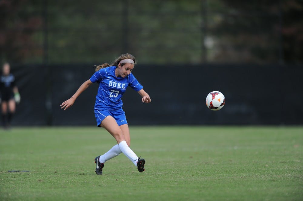 Kaitlyn Kerr scored two goals as the Blue Devils used a first-half offensive explosion to rout Pittsburgh.